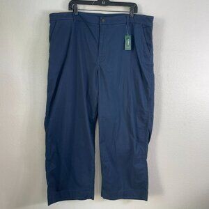 LL Bean Womens Plus 22W Comfort Stretch Chino Pants Classic Navy Cotton Stretch